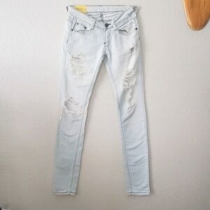 Machine White Ripped Jeans Size: 27